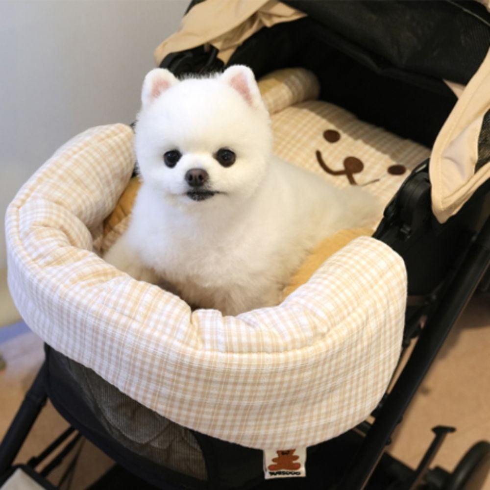 강아지 차량용 베어 카시트 애견 유모차 가드 쿠션 민트 - 상품 이미지
