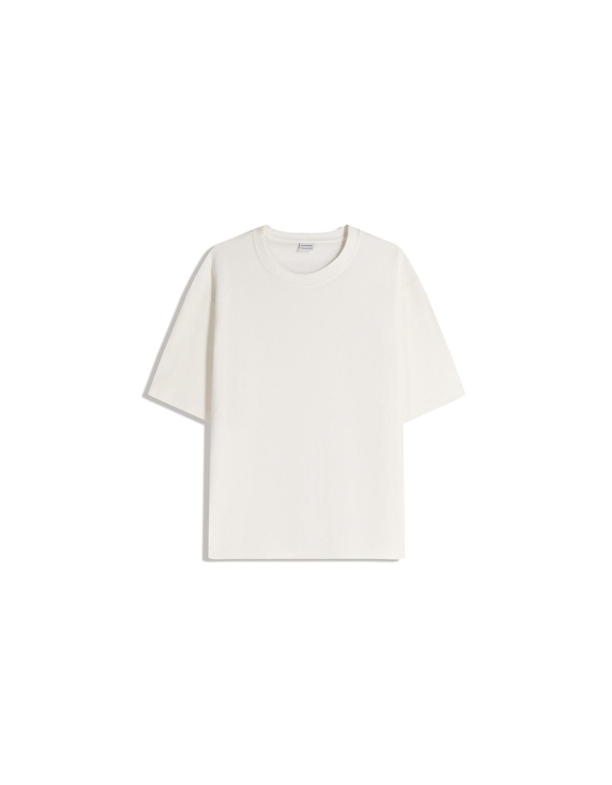 버쉬카 미니멀 오버핏 반팔 맨투맨 티셔츠 0919/478 OFF WHITE - 메인 이미지