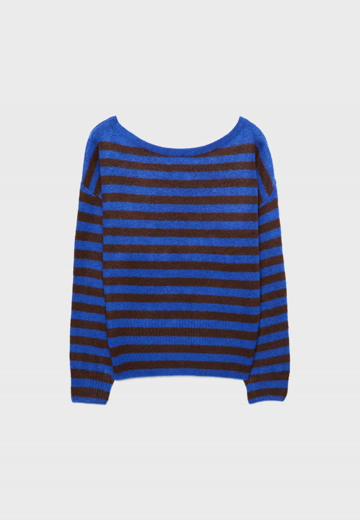 스트라디바리우스 소프트 스트라이프 보트넥 니트 스웨터 5045/132 NAVY BLUE - 상세 이미지 2