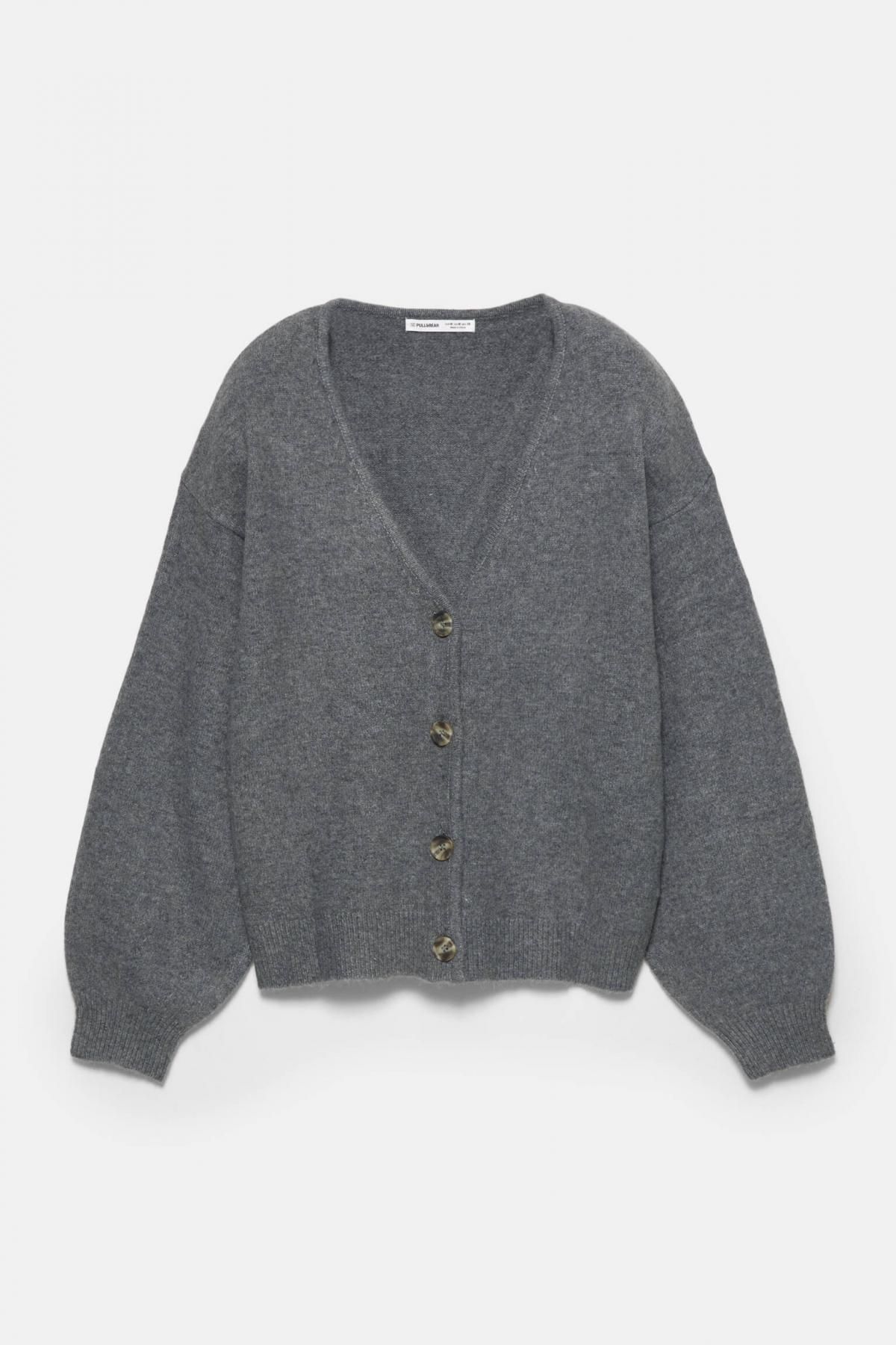 풀앤베어 소프트 브이넥 니트 가디건 3560/308 MEDIUM GREY - 메인 이미지