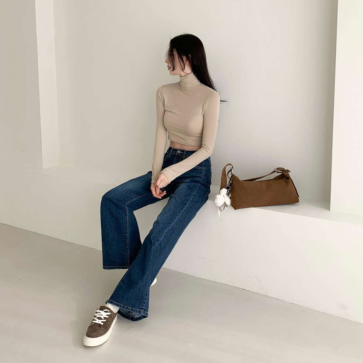 여성 세미 와이드 데님 팬츠 - 상세 이미지 2