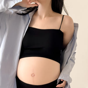 임산부 나시 크롭티 셀프 만삭 주수 사진 스냅 촬영 노브라 캡내장 브라탑... 착용 후기 | 사이즈/핏 총정리 - 상품 이미지 2