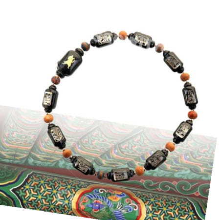 침향나무 부처 행운부적 팔찌 천연 옻칠 만복부 띠 염주 대 뱀