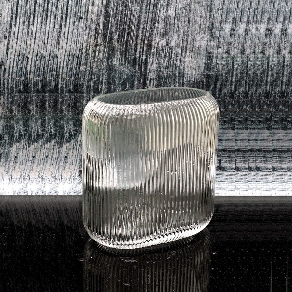 유리화분 화병 스트라이프 타원(중) 14x7x17cm - 상품 이미지