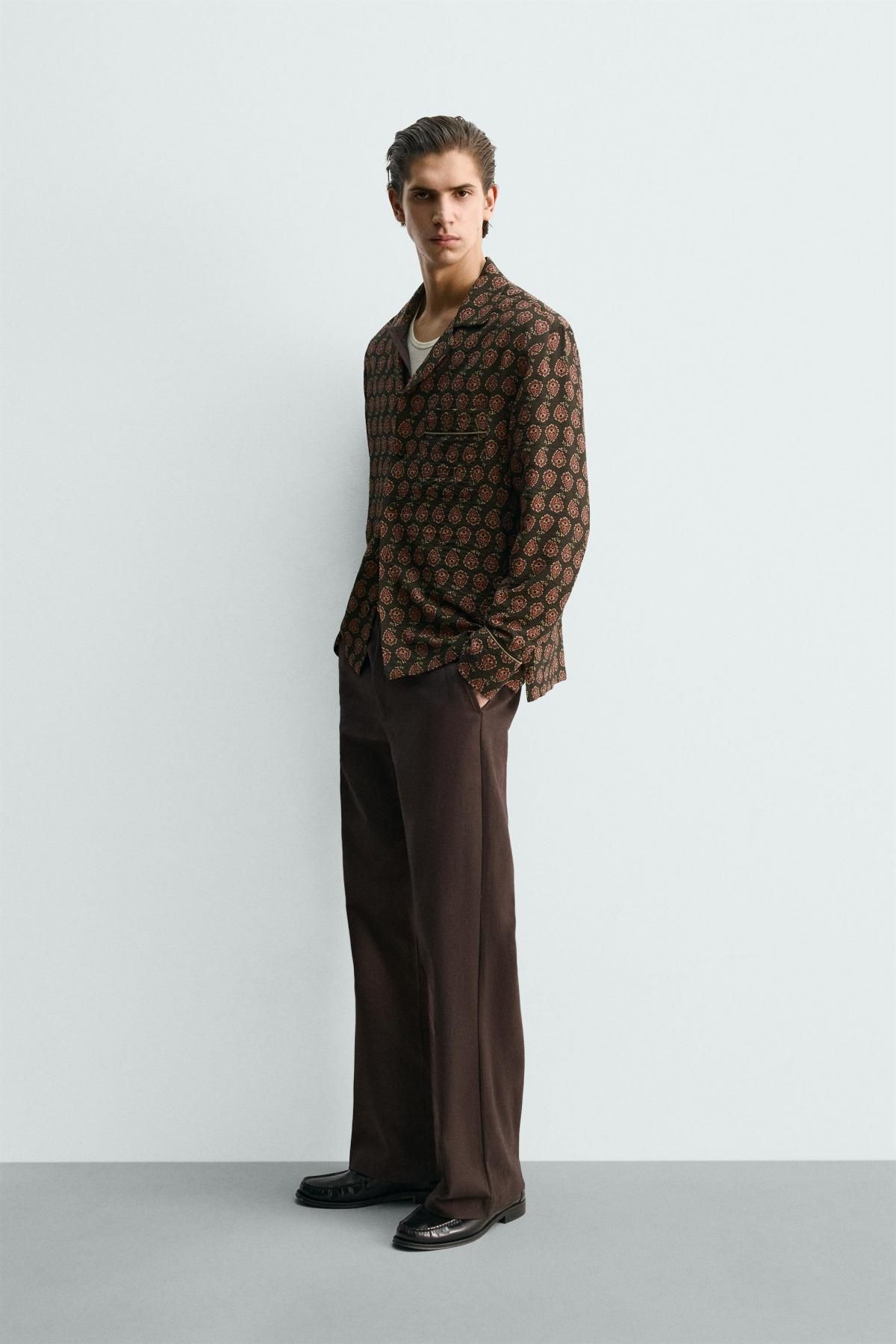 자라 페이즐리 프린트 릴랙스핏 긴팔 셔츠 9565/129 BROWN - 상세 이미지 5