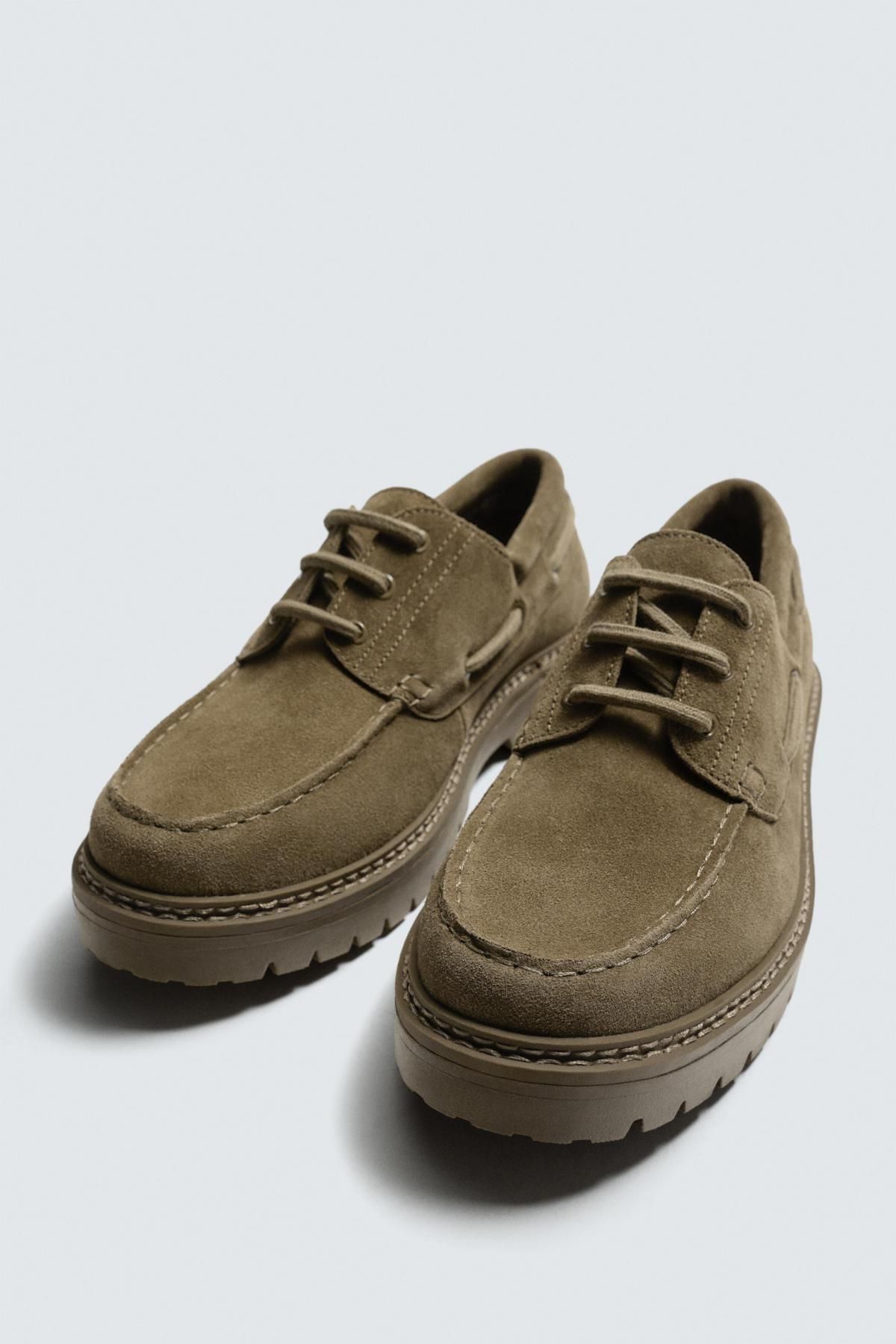 자라 스웨이드 레더 데크 슈즈 2429/720 TAUPE GREY - 상세 이미지 2