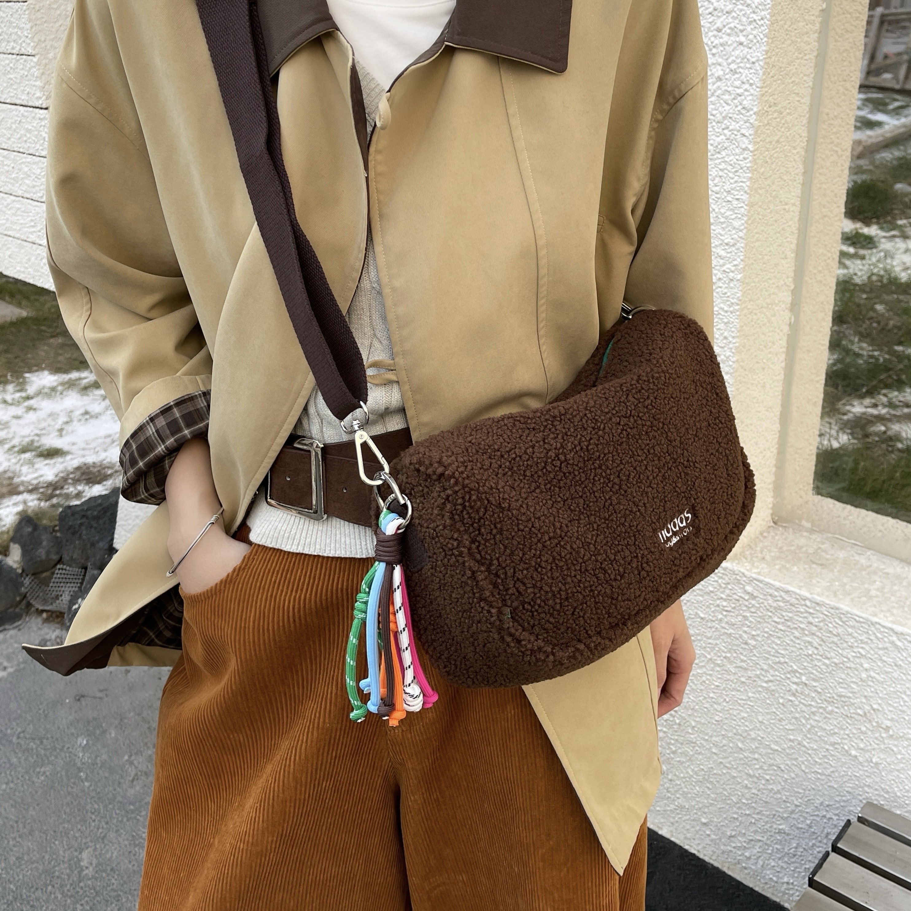 mddas 양털 뽀글이가방 숄더백 호보 구름 휘뚜루마뚜루 데일리 천가방 나일론 미니 겨울