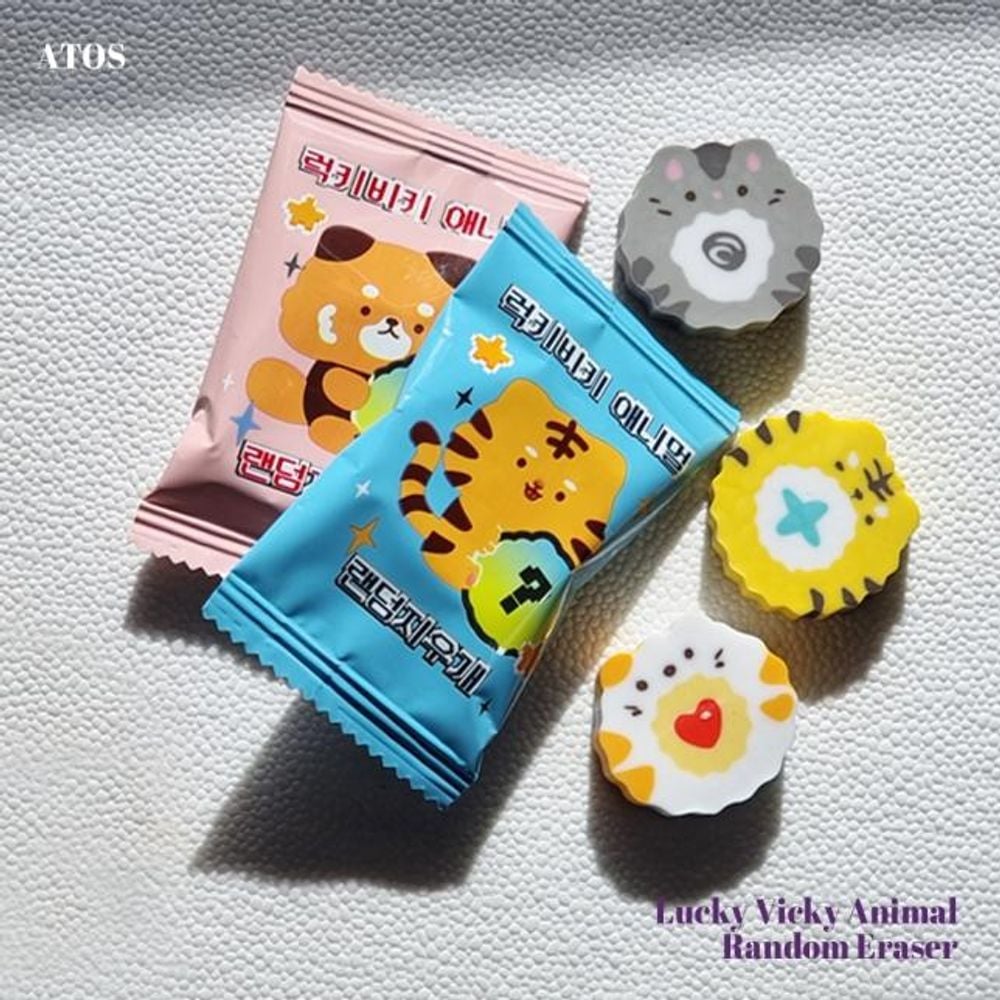 아토스 500 럭키비키애니멀 랜덤지우개 랜덤1개 - 상품 이미지