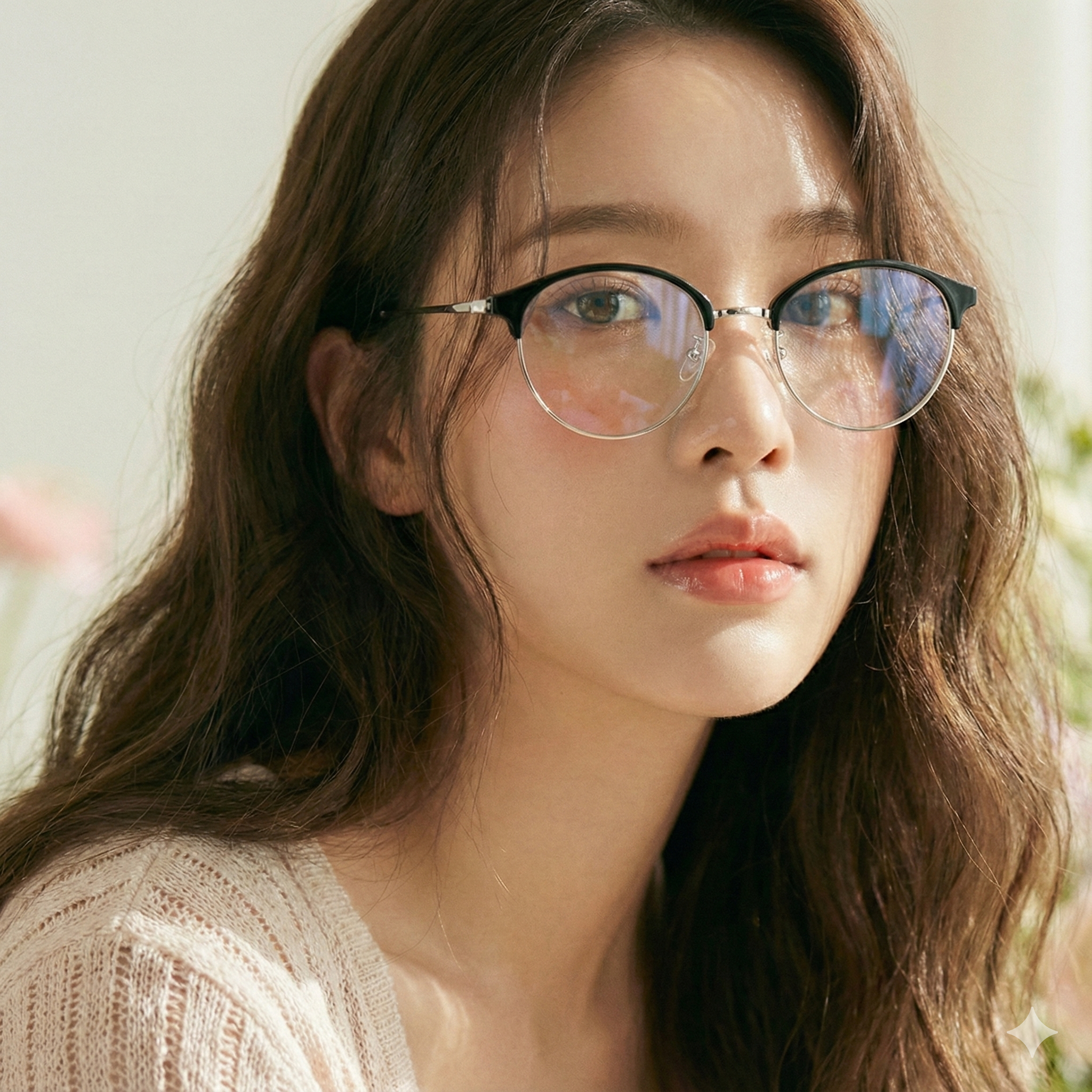 하금테 반뿔테안경 가벼운안경테 여자 남자안경 안경태 뿔테 투명테 남성 여성 이미지 2