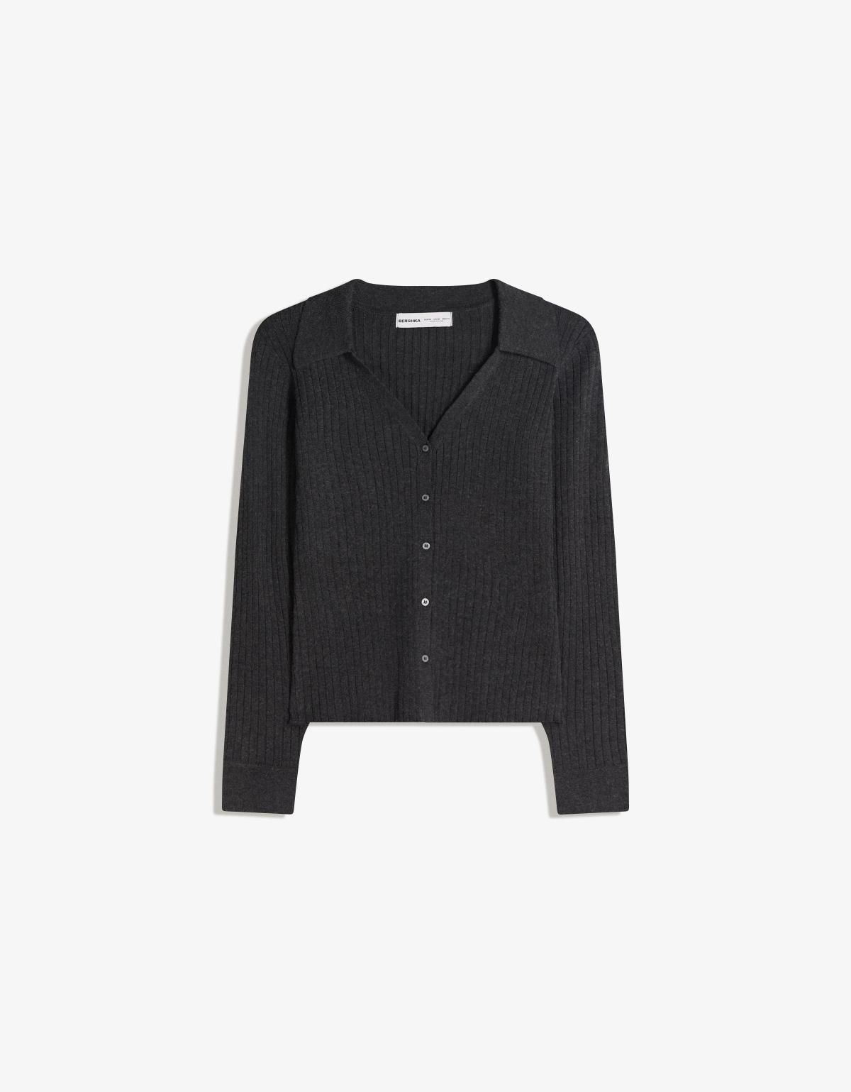버쉬카 폴로카라 골지 가디건 0018/663 DARK GREY - 상세 이미지 3
