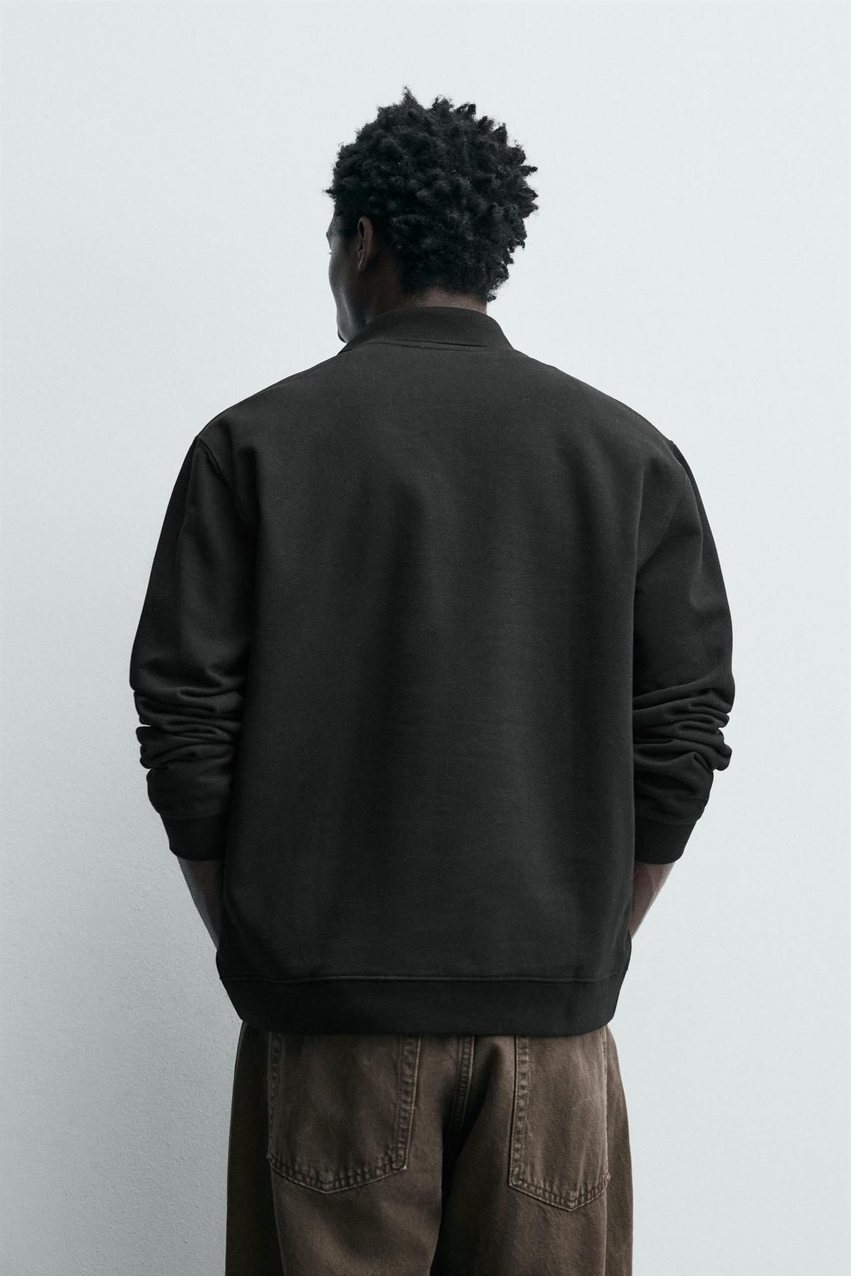 자라 코튼 텍스처 레귤러핏 폴로셔츠 블랙 4087/403 BLACK - 상세 이미지 4