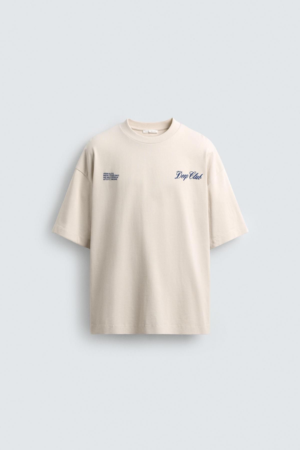 자라 콘트라스트 프린트 반팔 티셔츠 0722/420 OYSTER-WHITE - 메인 이미지