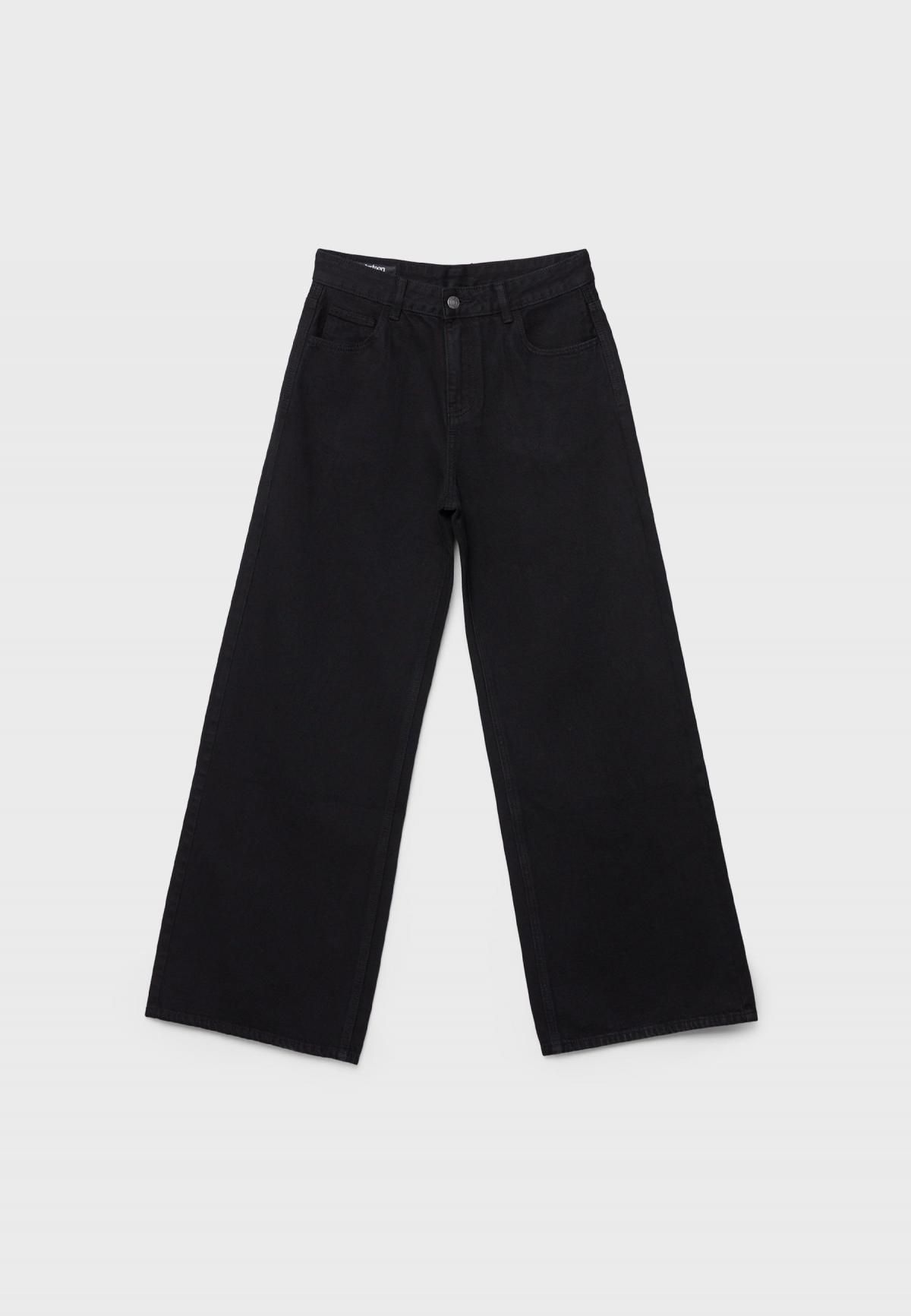 스트라디바리우스 블랙 와이드핏 미드웨이스트 데님 팬츠 8275/351 BLACK - 상세 이미지 4