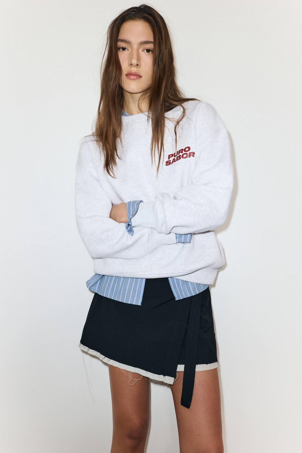 풀앤베어 캐주얼 그레이 체리 그래픽 맨투맨 3550/300 GREY MARL - 상세 이미지 5