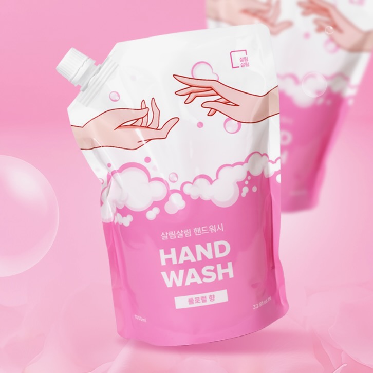우루 플로럴 보습 핸드워시 거품 손세정제 리필 1L 대용량 디스펜서 300ml 공병 포함 - 상세 이미지 4