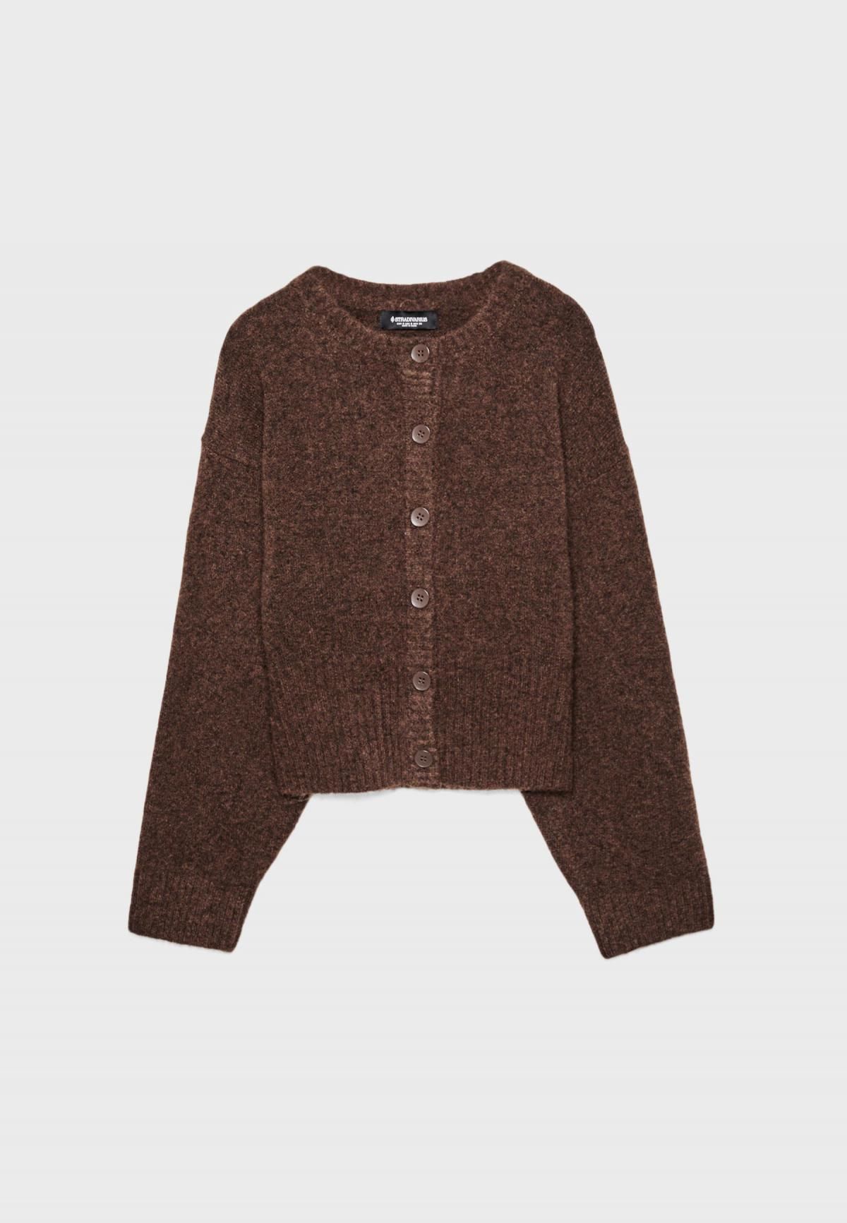 스트라디바리우스 와이드 슬리브 브라운 니트 카디건 1622/430 BROWN - 메인 이미지