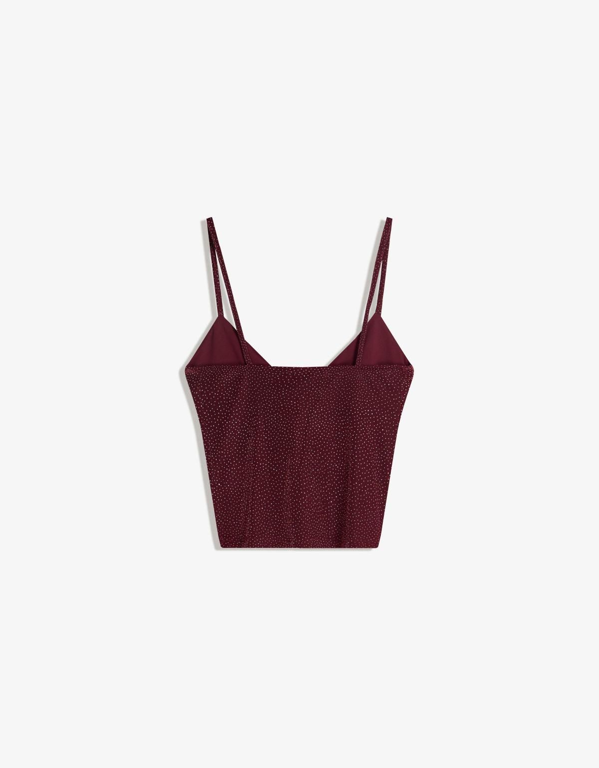 버쉬카 글리터 슬림핏 스트랩 탑 1041/777 BURGUNDY - 상세 이미지 2