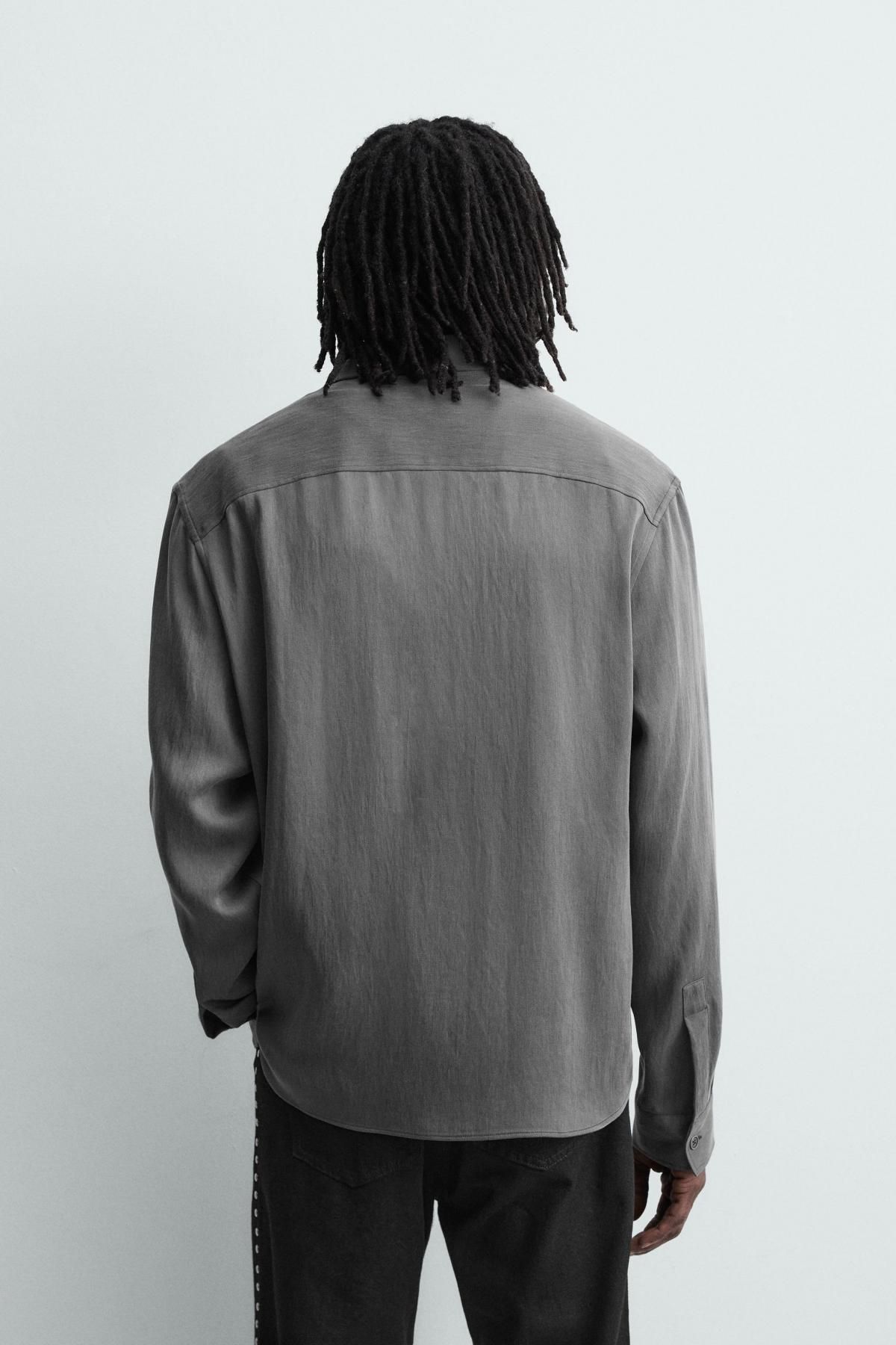 자라 릴렉스핏 플루이드 긴팔 셔츠 포켓 4033/219 GREY - 상세 이미지 4