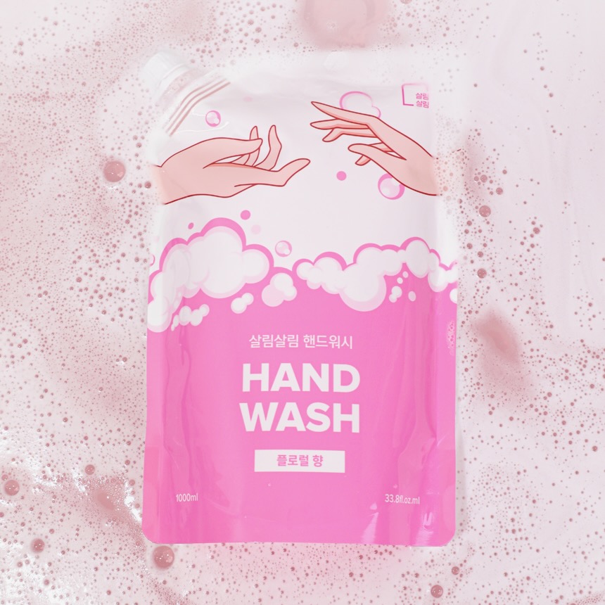 우루 플로럴 보습 핸드워시 거품 손세정제 리필 1L 대용량 디스펜서 300ml 공병 포함 - 상세 이미지 3