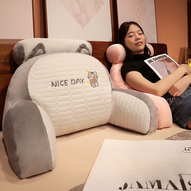침대 헤드 쿠션 귀여운 편안한 휴식 등편한 디자인 라텍스 등쿠션 갈색 곰 60x45cm - 상세 이미지 3