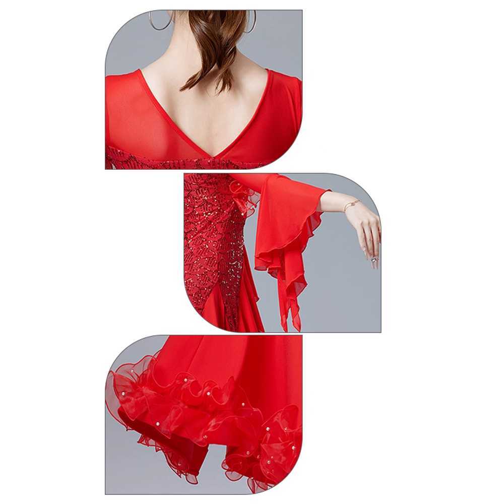 라틴댄스 드레스 스톤장식 스포츠댄스 무대 의상 핑크(M-3XL) - 상세 이미지 4