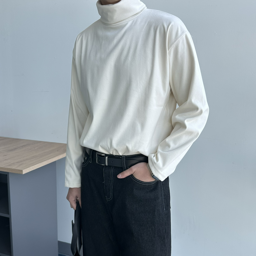 목폴라 니트 오버핏 양기모 폴라 긴목 터틀넥 남자 니트 - 상세 이미지 4