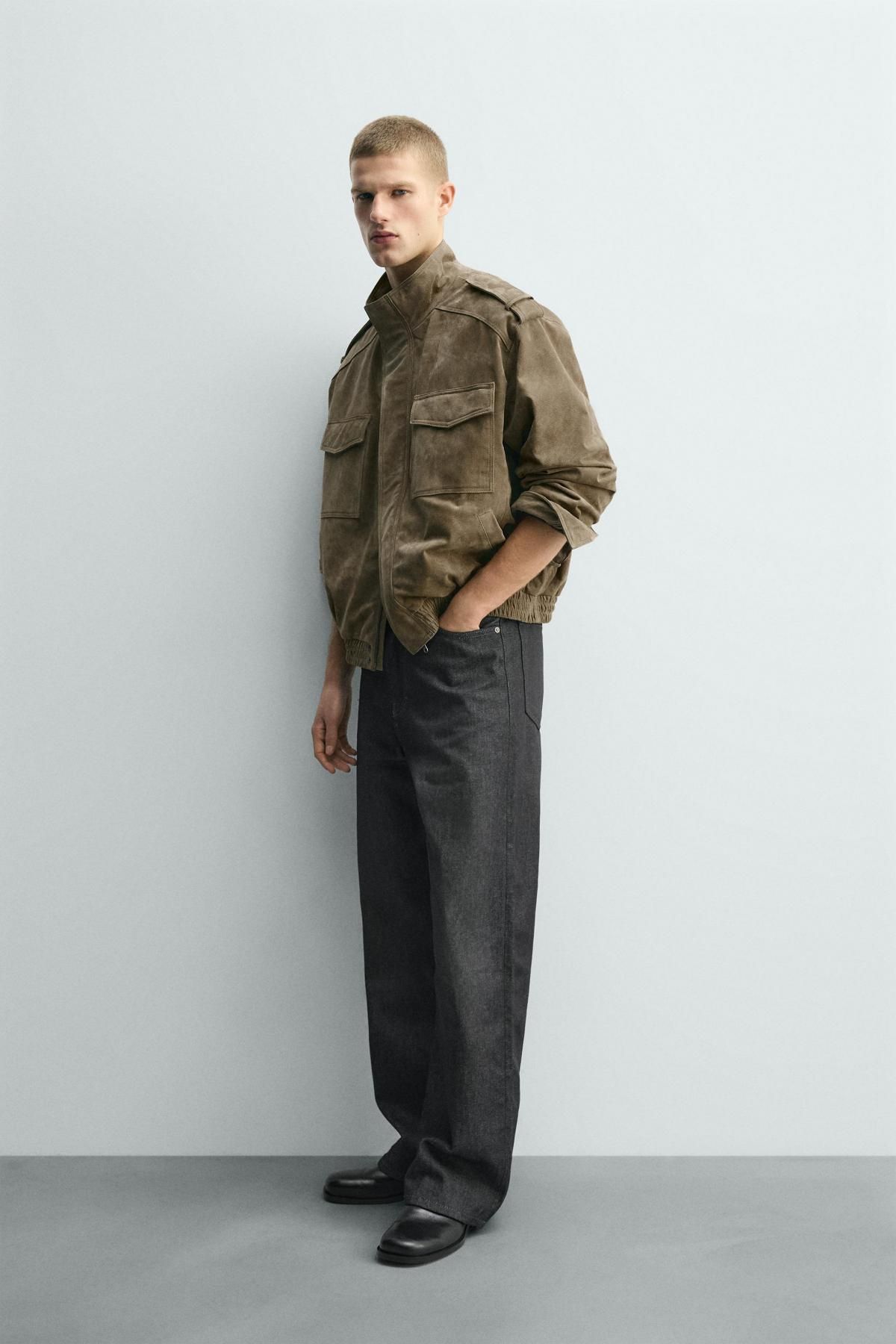 자라 테크니컬 스웨이드 레더 재킷 8281/555 BEIGE - 상세 이미지 5