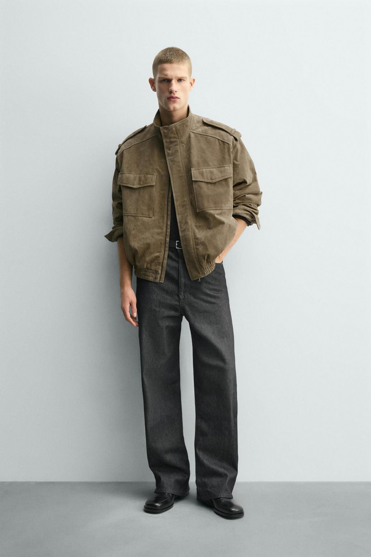 자라 테크니컬 스웨이드 레더 재킷 8281/555 BEIGE - 상세 이미지 2