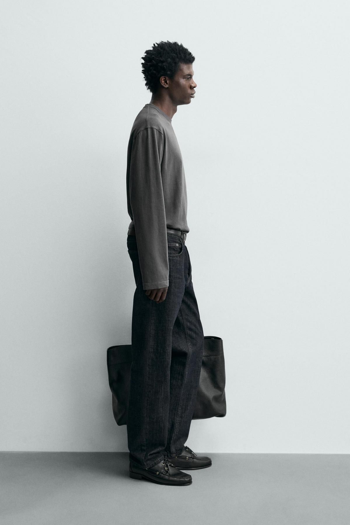 자라 미니멀 코튼 레귤러핏 긴팔 티셔츠 1887/408 ANTHRACITE GREY - 상세 이미지 5