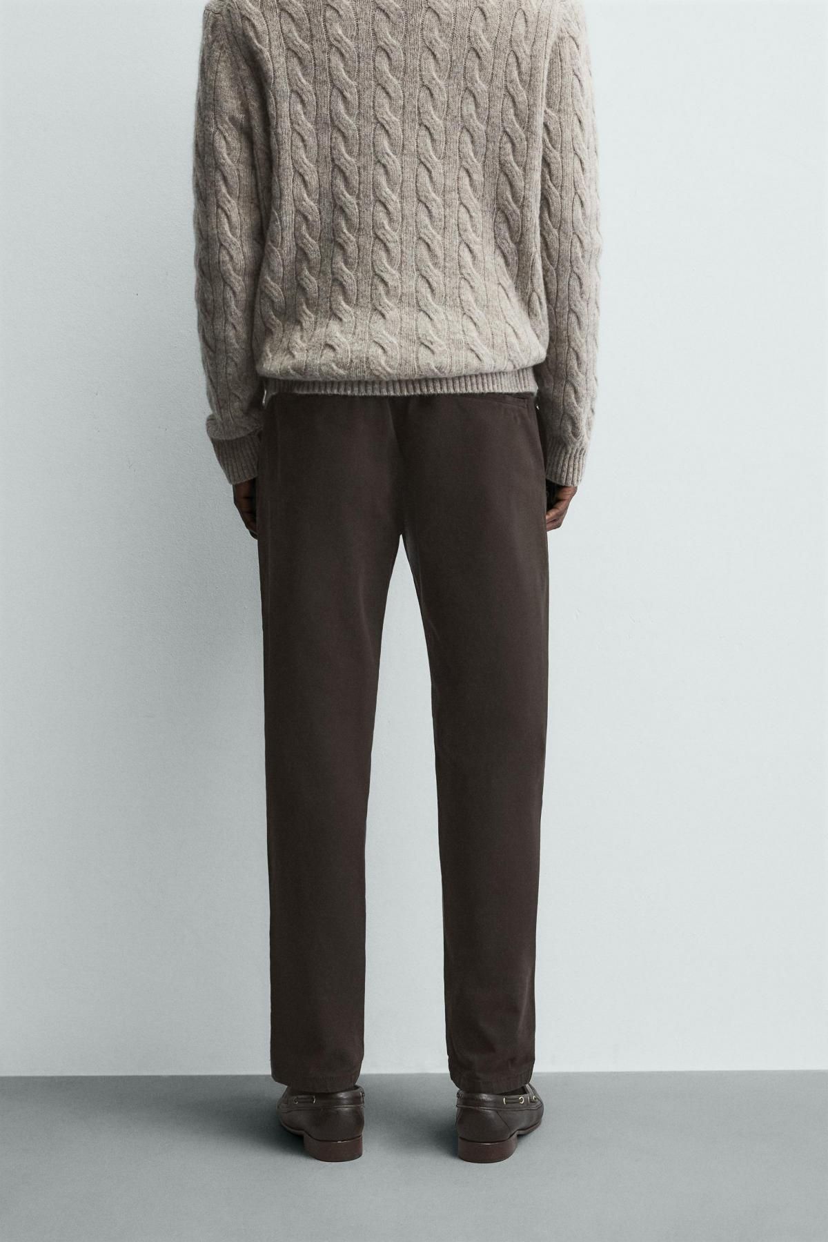 자라 스키니핏 코튼 혼방 치노 팬츠 6786/370 BROWN - 상세 이미지 3