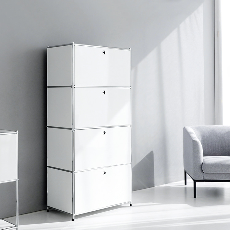 모듈가구 심플리 4단 수납장 BC100 77x40x158, 4단, 화이트 4084.2745