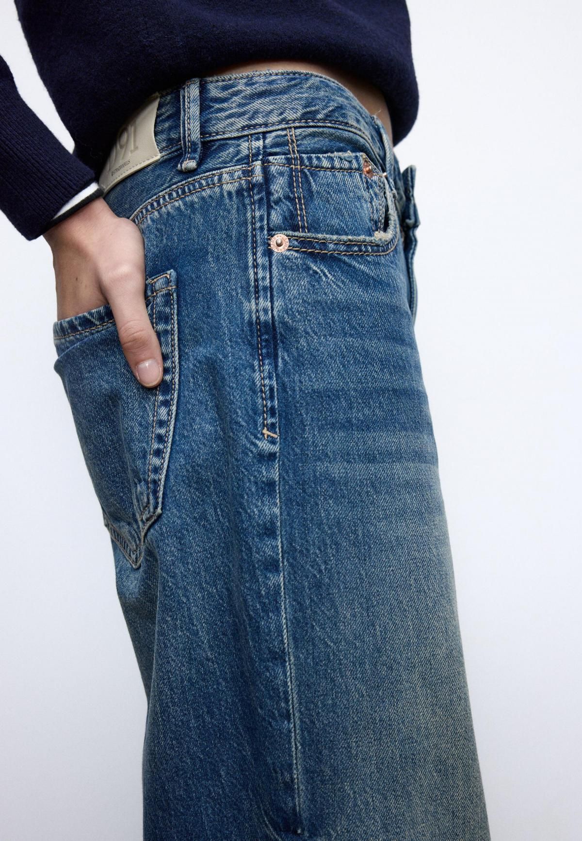 스트라디바리우스 로우라이즈 와이드핏 데님 청바지 1441/620 MEDIUM BLUE DENIM - 상세 이미지 5