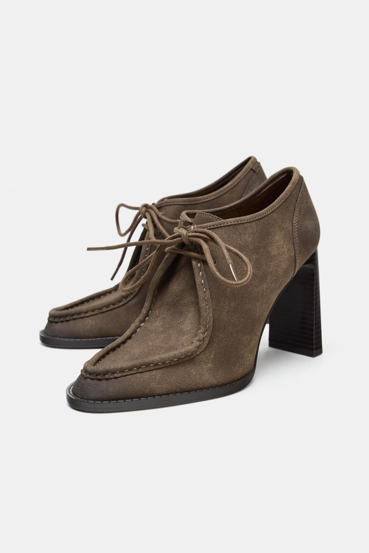 자라 청키 플랫폼 레이스업 하이힐 슈즈 2215/710 KHAKI GREEN - 상세 이미지 2