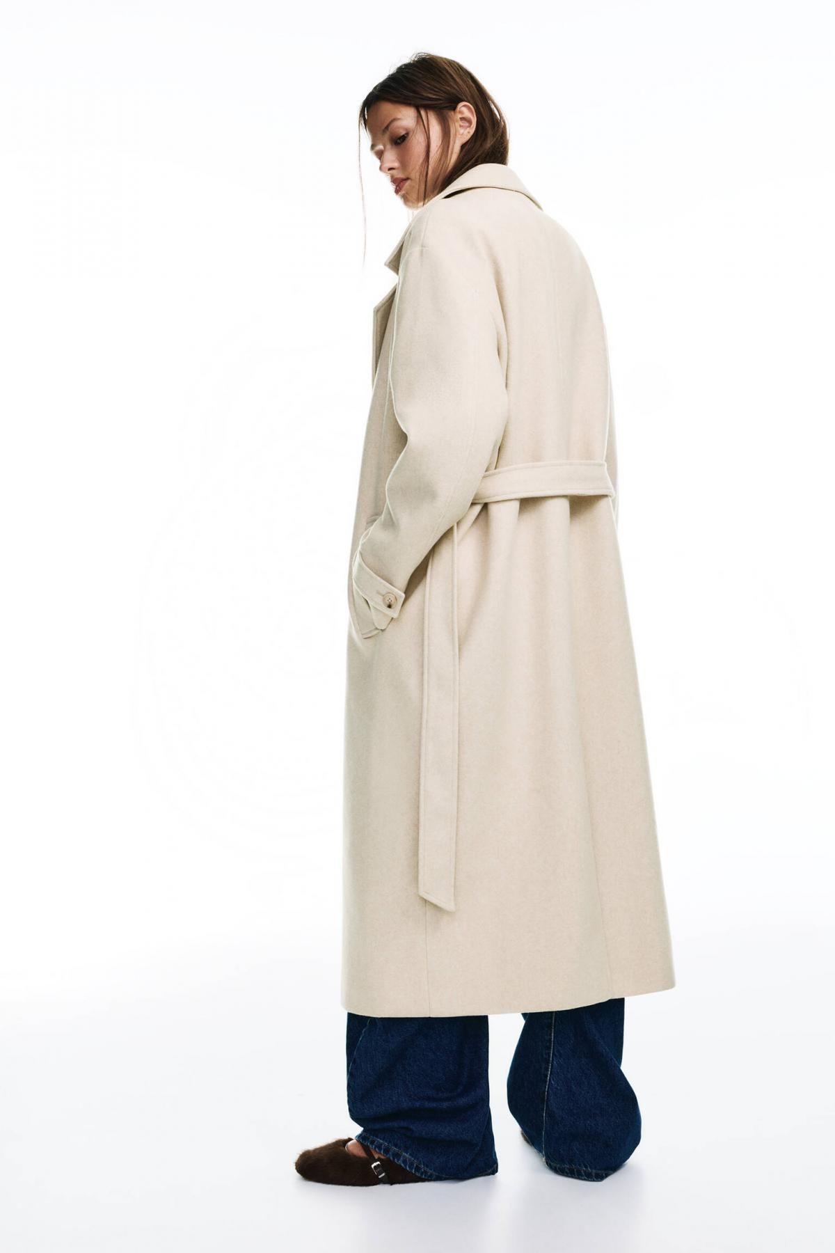 풀앤베어 소프트 펠트 텍스처 벨트 롱 코트 3755/356 BEIGE - 상세 이미지 3