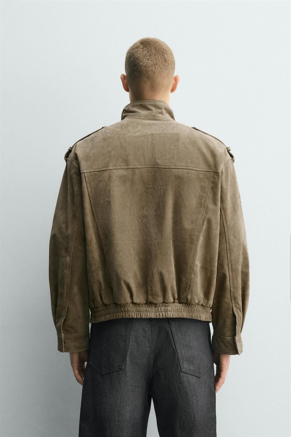 자라 테크니컬 스웨이드 레더 재킷 8281/555 BEIGE - 상세 이미지 4