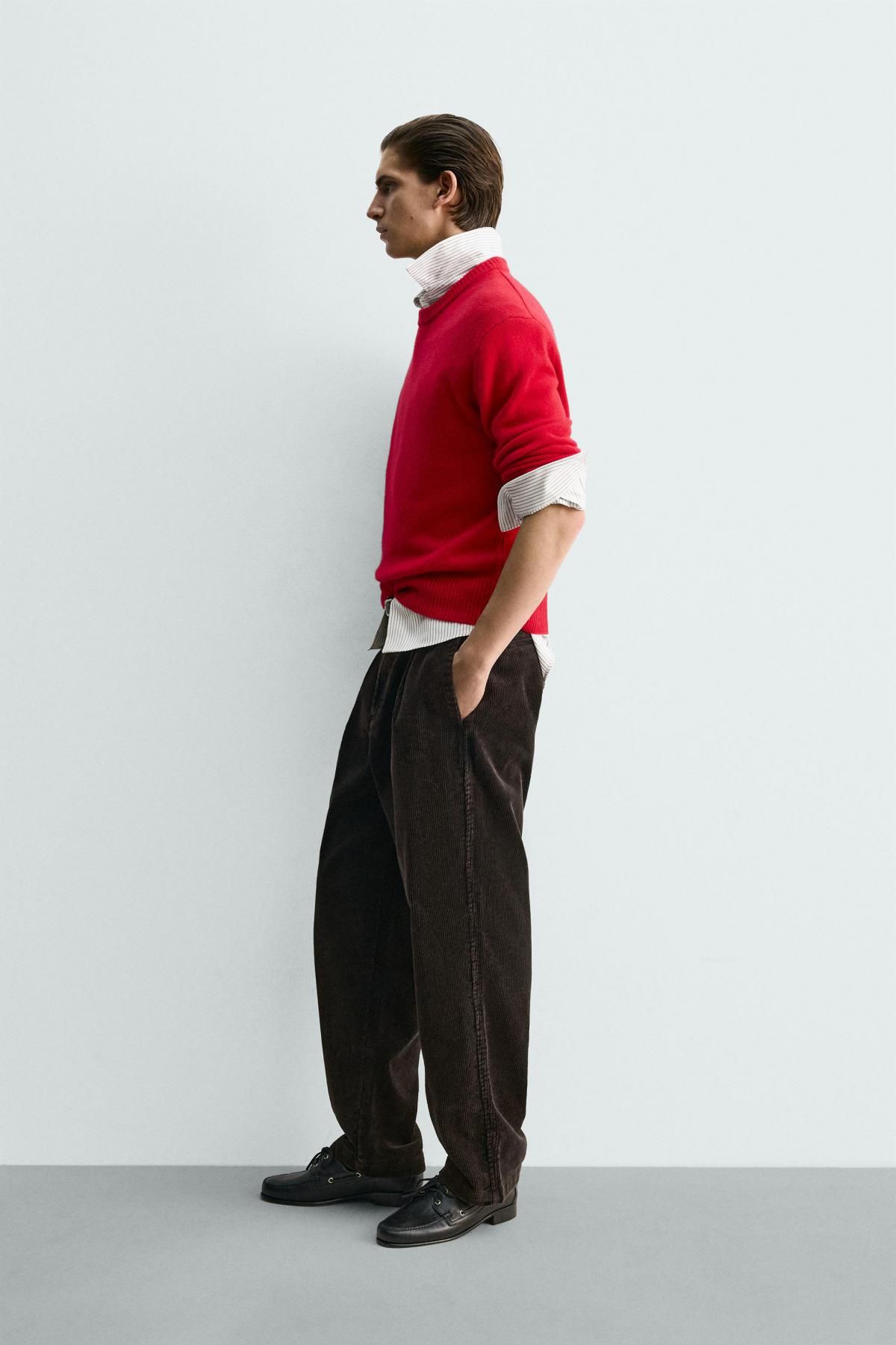 자라 한정판 워시드 코듀로이 와이드 팬츠 2878/303 BROWN - 상세 이미지 4