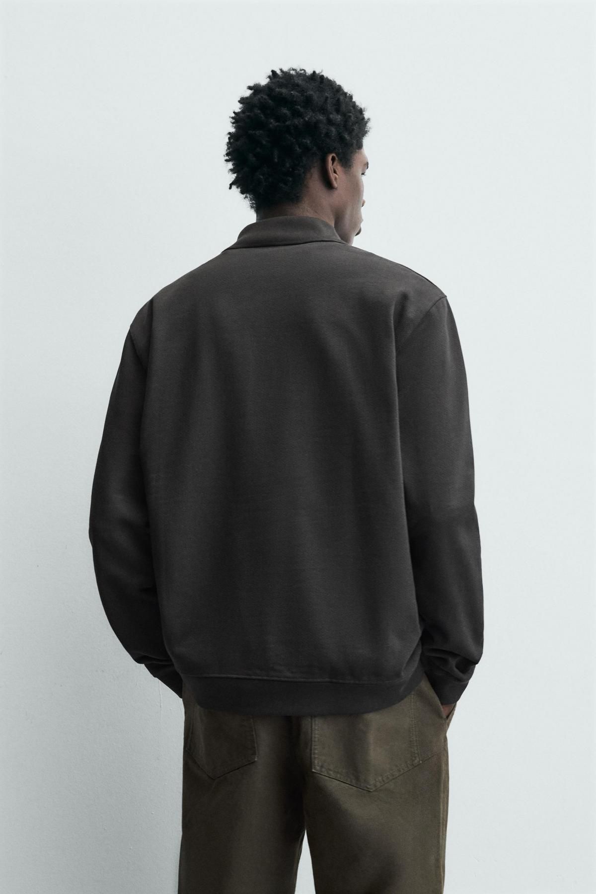자라 테크니컬 텍스처 폴로셔츠 레귤러핏 코튼 4087/403 BOTTLE GREEN - 상세 이미지 4