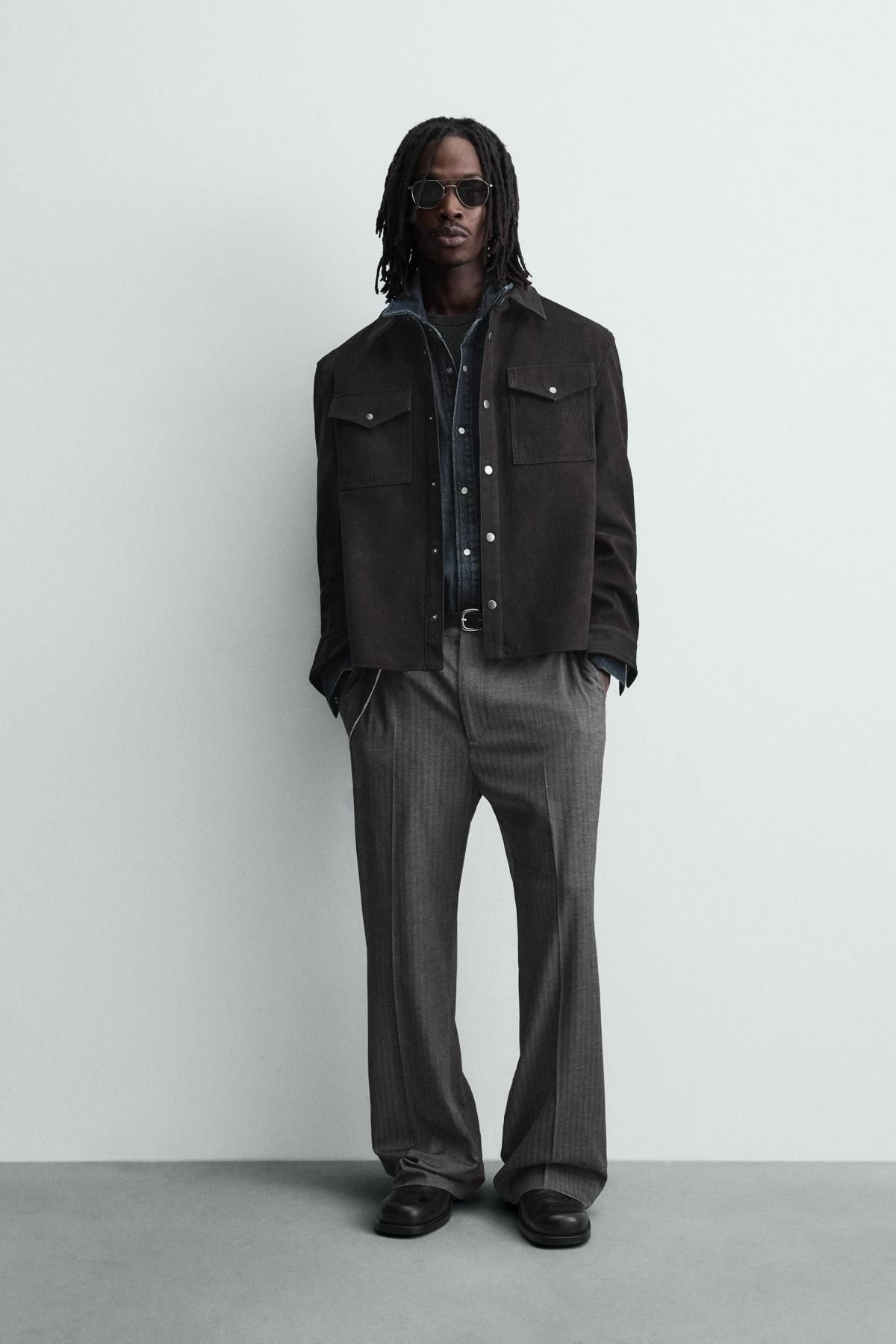 자라 페이크 레더 릴렉스핏 오버셔츠 3715/202 DARK BROWN - 상세 이미지 2