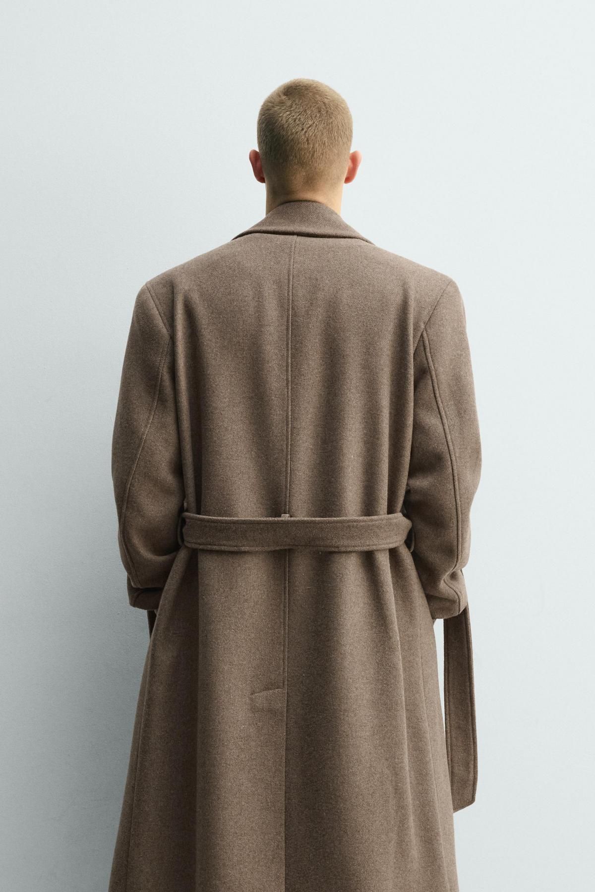자라 더블브레스트 벨트 울 코트 브라운 2949/150 MINK - 상세 이미지 4