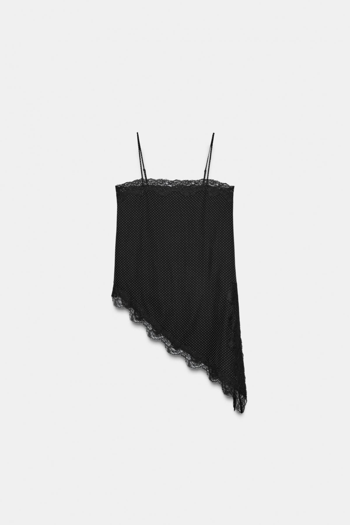 자라 언발란스 도트 레이스 스트랩 탑 9479/281 BLACK - 상품 이미지