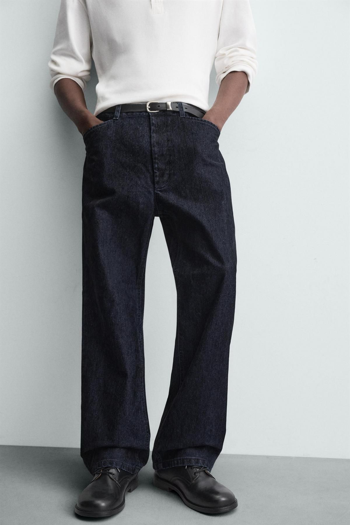 자라 테크니컬 벨벳 와이드 데님 팬츠 3715/201 DARK NAVY - 상품 이미지