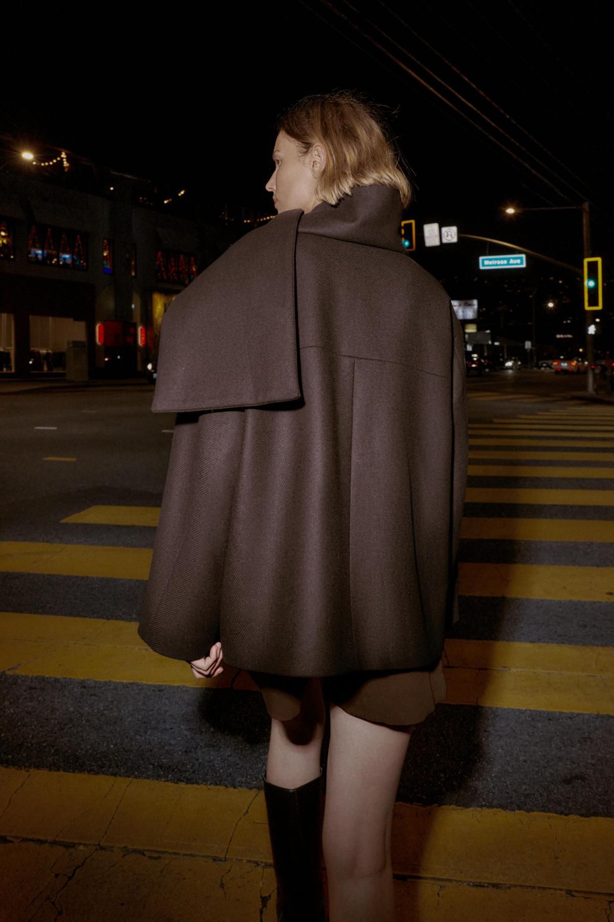 자라 크롭 스카프 울 코트 2065/323 BROWN - 상세 이미지 5