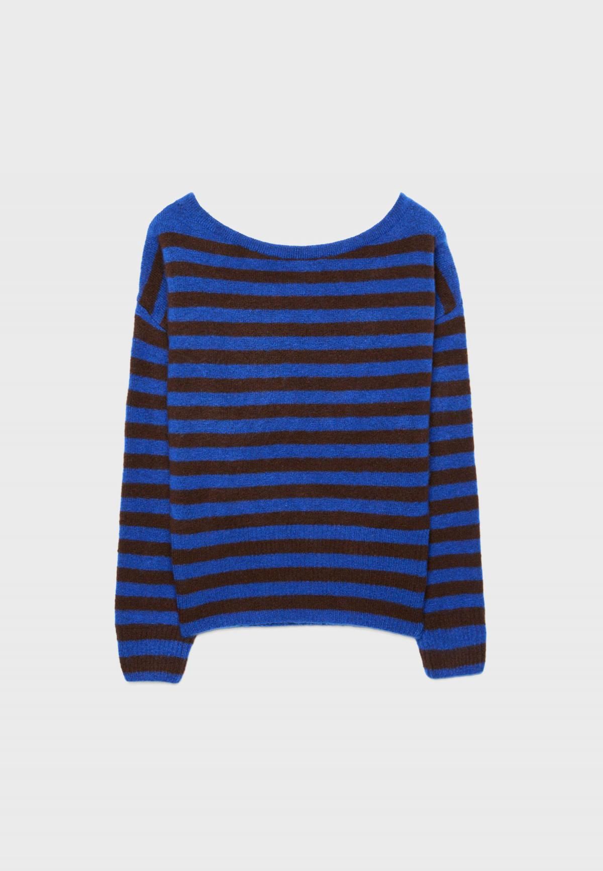 스트라디바리우스 소프트 스트라이프 보트넥 니트 스웨터 5045/132 NAVY BLUE - 상품 이미지