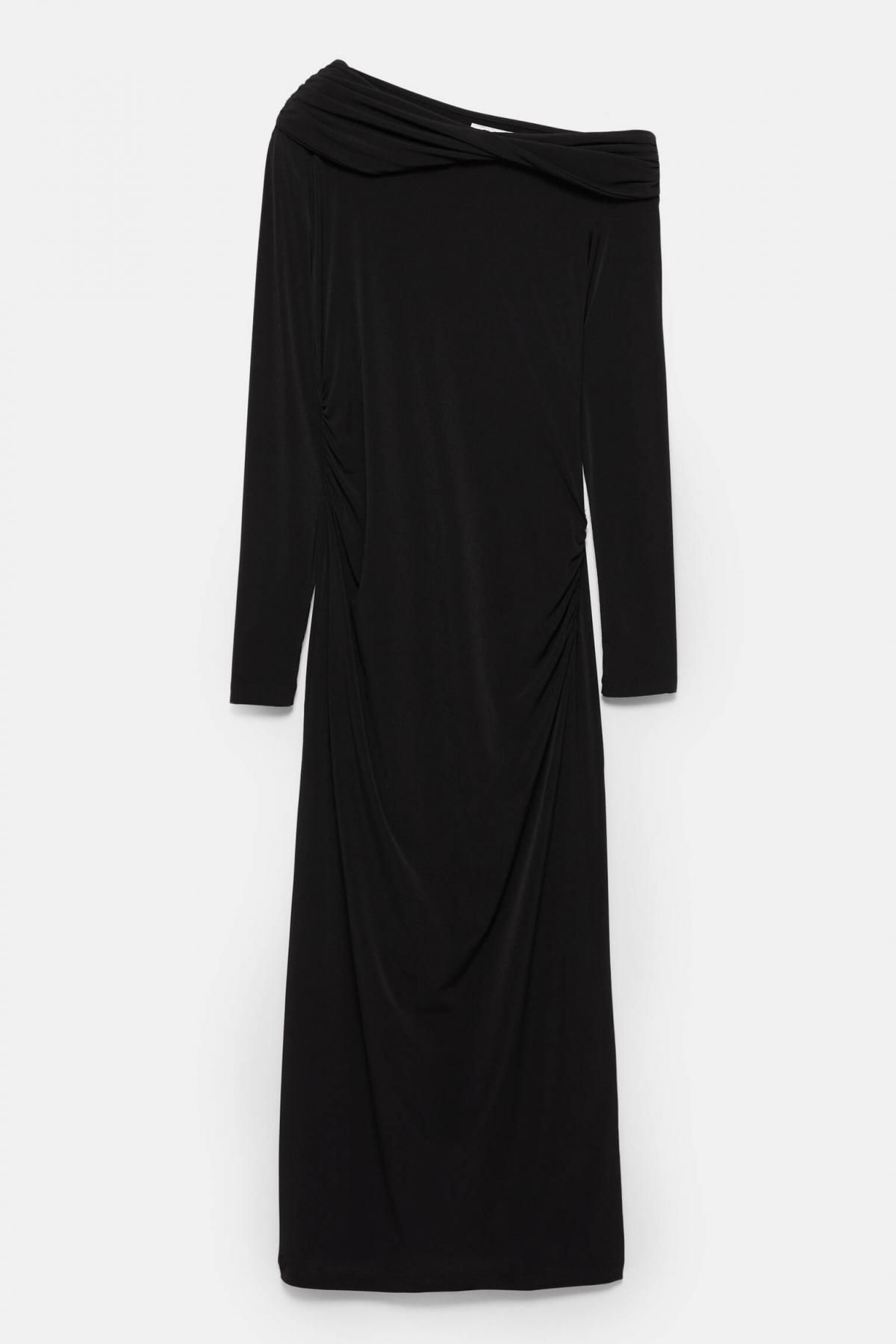 풀앤베어 테크니컬 오프숄더 미디 원피스 블랙 3380/310 BLACK - 상품 이미지