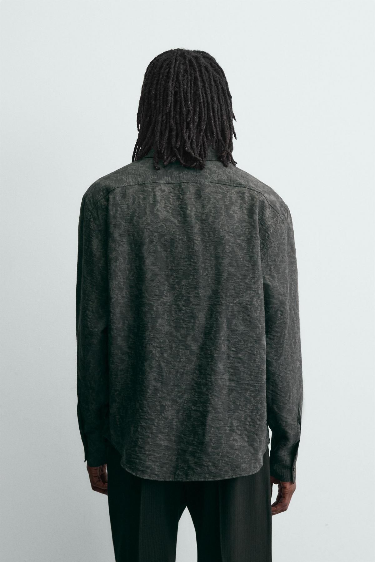 자라 플루이드 플로럴 자카드 긴팔 셔츠 7545/404 ANTHRACITE GREY - 상세 이미지 4