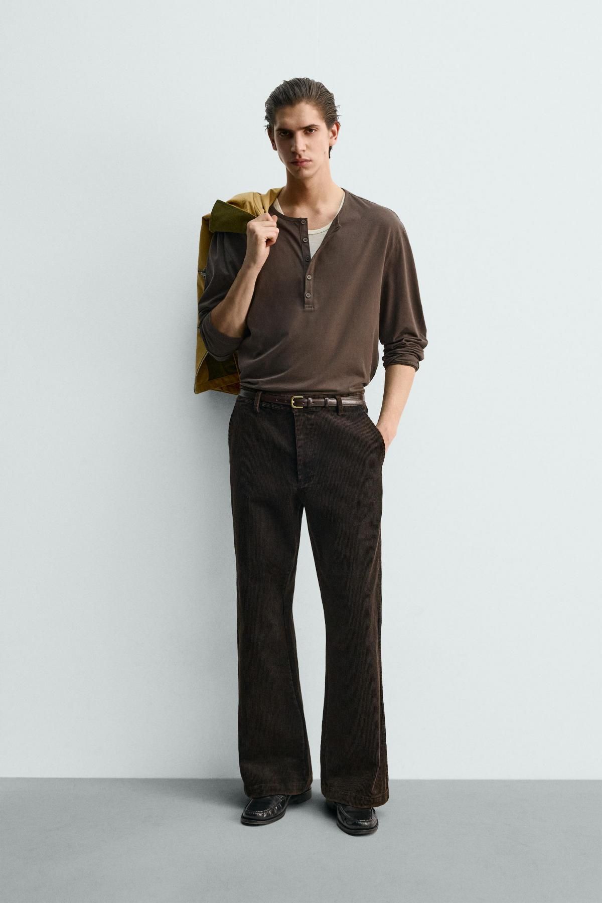 자라 한정판 코듀로이 플레어핏 와이드 팬츠 2878/309 DARK BROWN - 상세 이미지 2