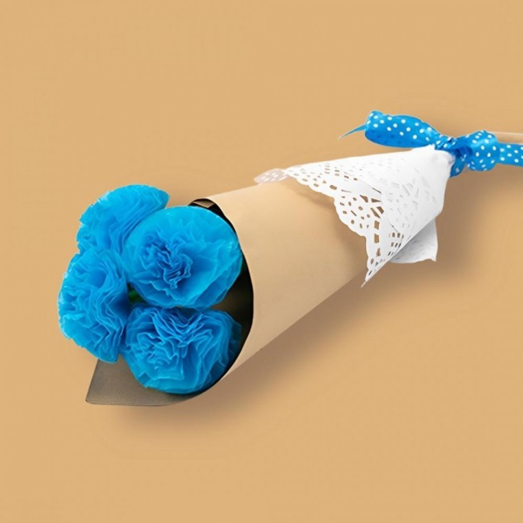 DIY 종이꽃 꽃다발 만들기 키트 졸업식 선물 블루 - 상품 이미지
