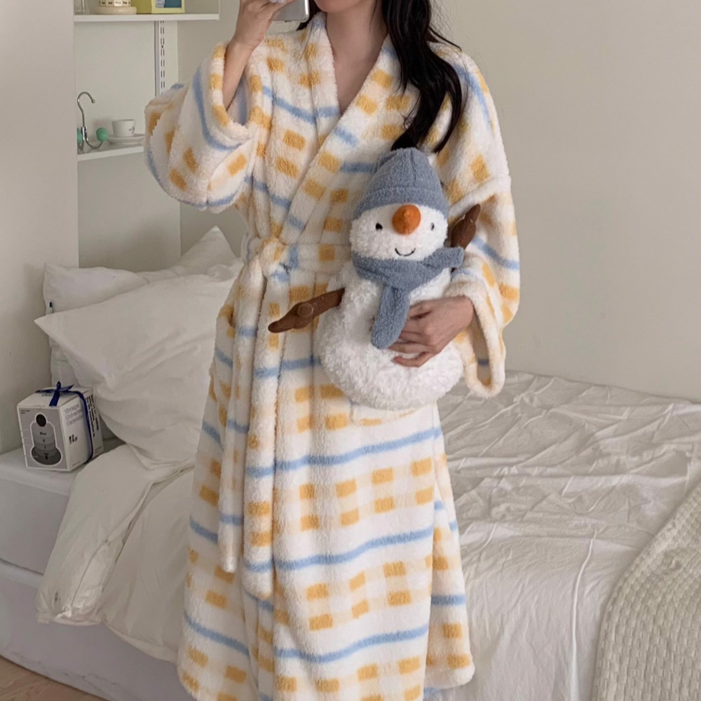 로브가운 겨울수면잠옷 극세사수면잠옷 임산부 빅사이즈 라운지웨어 로엘 파자마 제품 이미지