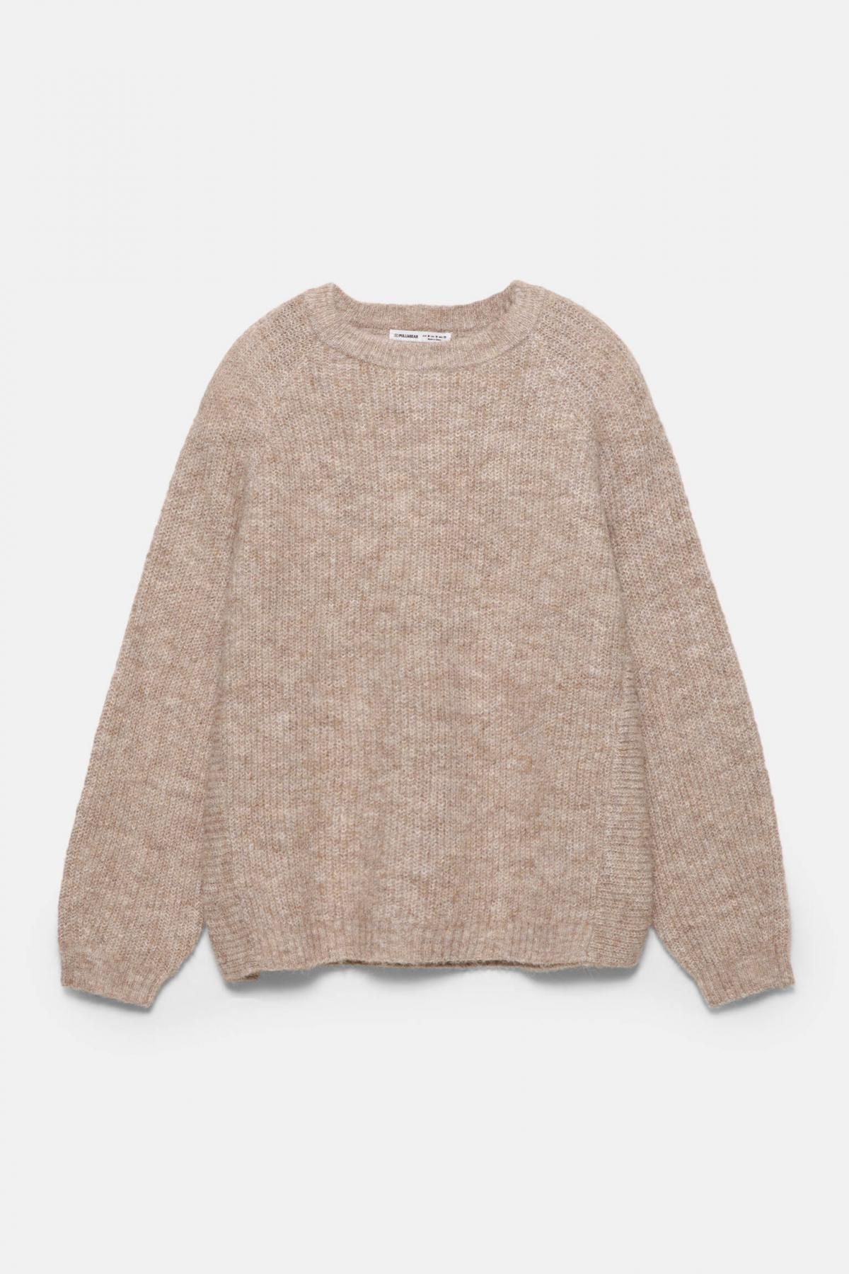 풀앤베어 오버핏 펄 니트 라운드넥 스웨터 3540/306 BROWN MARL - 상품 이미지