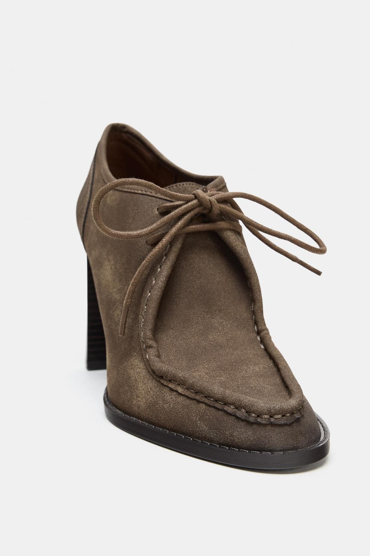 자라 청키 플랫폼 레이스업 하이힐 슈즈 2215/710 KHAKI GREEN - 상세 이미지 3